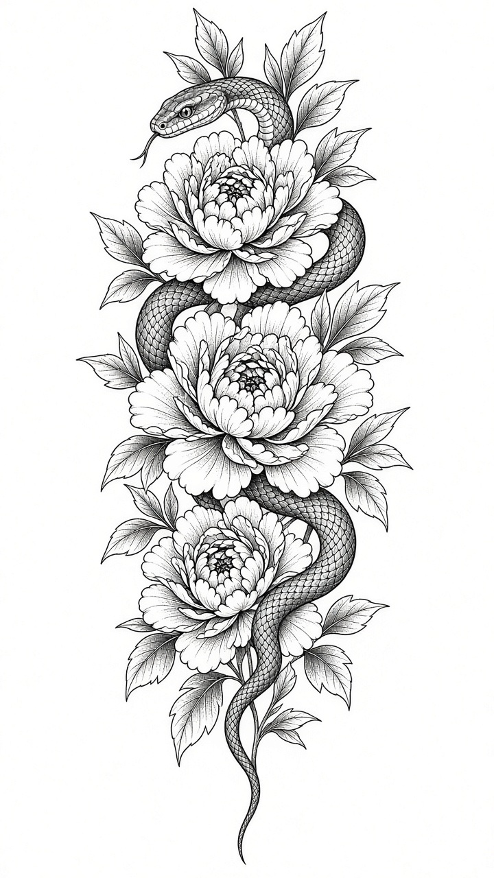 Snake & peony