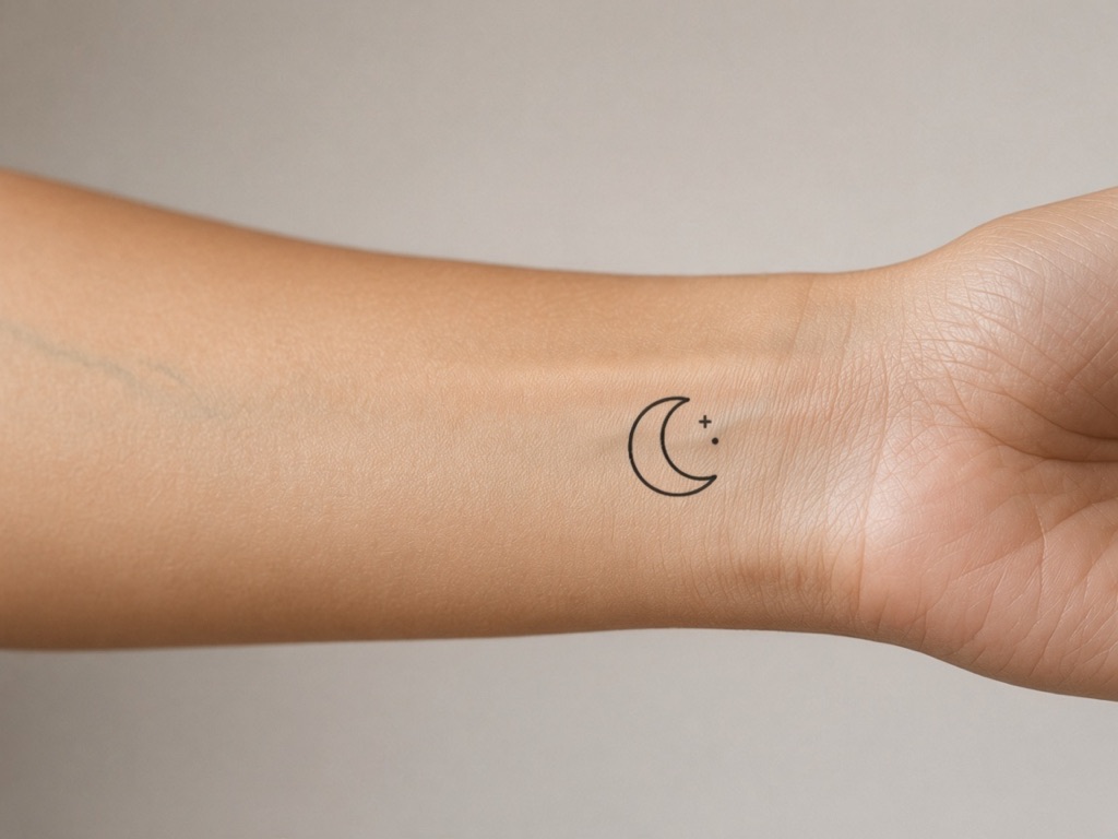 Wrist · Crescent moon – With tattoo